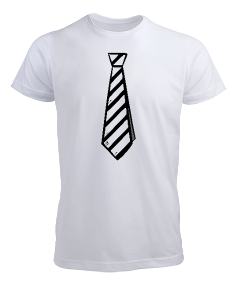Kravat - Tie V3 Beyaz Erkek Tişört