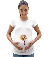 Kravatlı golden Beyaz Kadın Hamile Tişört - Tisho
