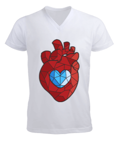 Kristal Kalp Vektör Erkek Kısa Kol V Yaka Tişört - Tisho