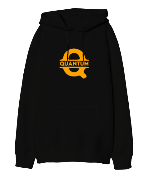 Tisho - Kuantum Siyah Oversize Unisex Kapüşonlu Sweatshirt