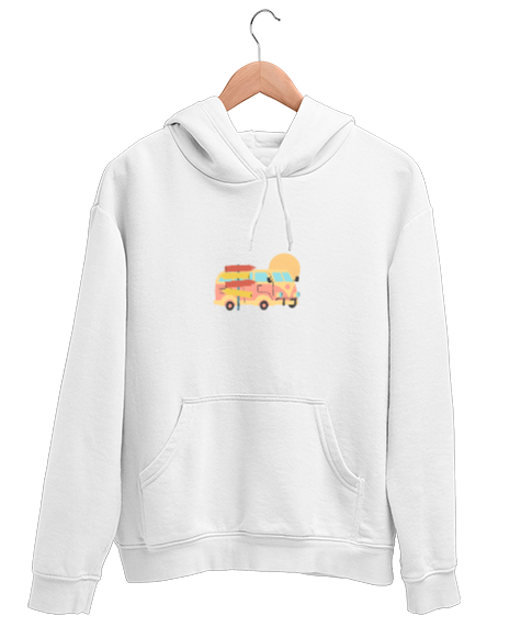 Tisho - Küçük hoş karavan Beyaz Unisex Kapşonlu Sweatshirt