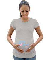 Küçük işler yazılı Gri Kadın Hamile Tişört - Tisho