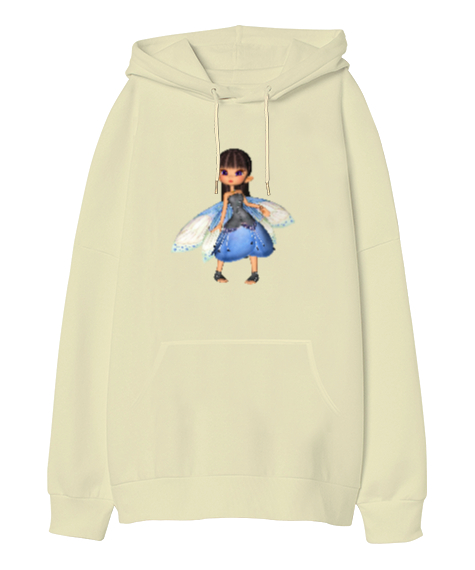 Tisho - Küçük Peri - Little Fairy Krem Oversize Unisex Kapüşonlu Sweatshirt