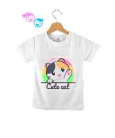 Küçük sevimli kedi Beyaz Çocuk Unisex - Tisho