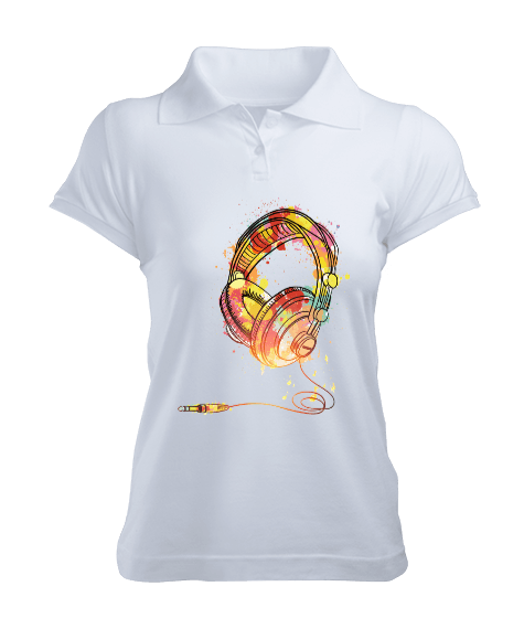 Tisho - Kulaklık rengarenk Kadın Polo Yaka Tişört
