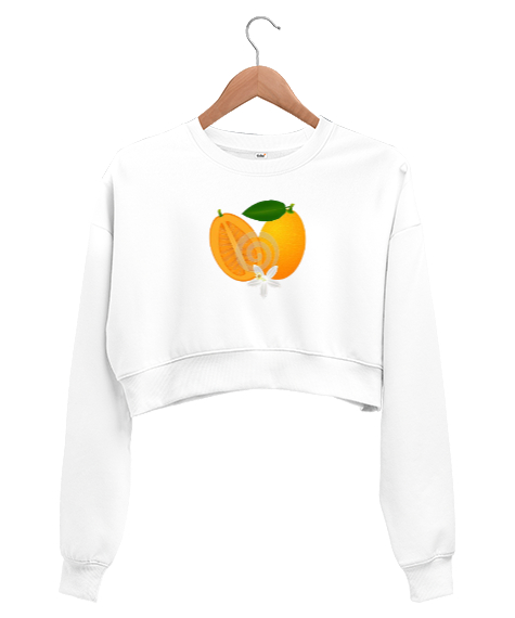 Tisho - Kumkuat meyvesi Beyaz Kadın Crop Sweatshirt
