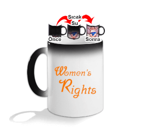 Kupa Bardak - Özel Tasarım Yazılı - Beyaz Siyah - Kadın Hakları ve Haklarıma Dokunma Yazılı Sihirli Kupa Bardak - Thumbnail