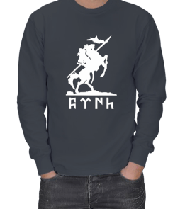 KÜRŞAD BASKILI VE GÖKTÜRKÇE TÜRK YAZILI ERKEK SWEATSHIRT - Tisho