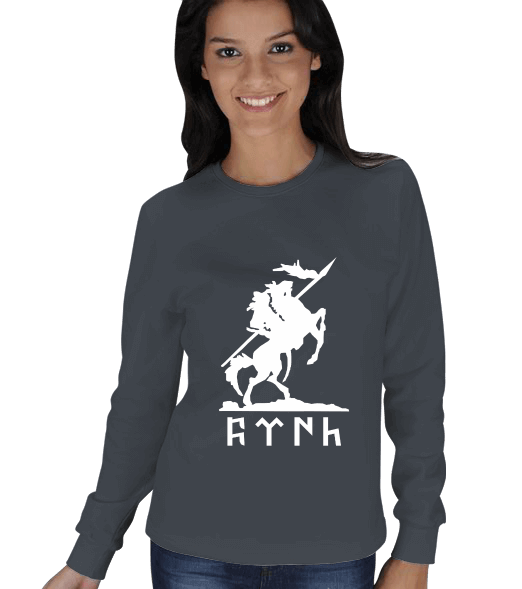 Tisho - KÜRŞAD BASKILI VE GÖKTÜRKÇE TÜRK YAZILI KADIN SWEATSHIRT