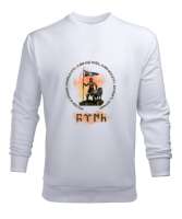Kürşad- Göktürkçe Beyaz Erkek Sweatshirt - Tisho