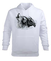 Kurt ejderhanın muhteşem birleşimi Beyaz Erkek Kapüşonlu Hoodie Sweatshirt - Tisho
