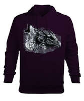 Kurt ejderhanın muhteşem birleşimi Koyu Mor Erkek Kapüşonlu Hoodie Sweatshirt - Tisho
