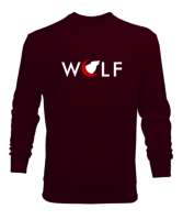 Kurt ve Hilal - Wolf Bordo Erkek Sweatshirt - Tisho