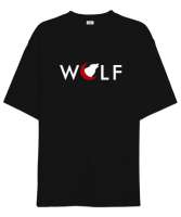 Kurt ve Hilal - Wolf Siyah Oversize Unisex Tişört - Tisho