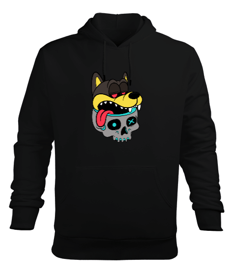 Tisho - KURT VE KURUKAFA WOLF AND SKULL Erkek Kapüşonlu Hoodie Sweatshirt