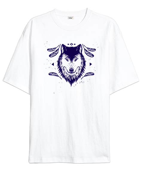 Tisho - Kurt - Wolf Beyaz Oversize Unisex Tişört