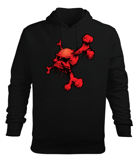 Tisho - KURU KAFA Siyah Erkek Kapüşonlu Hoodie Sweatshirt