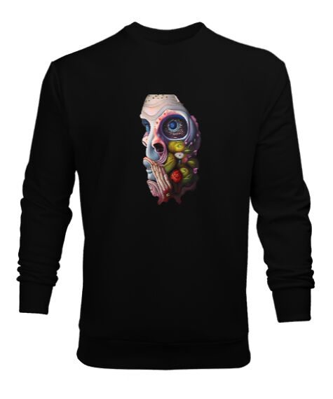 Tisho - Kurukafa Fantezi Illustratör Siyah Erkek Sweatshirt