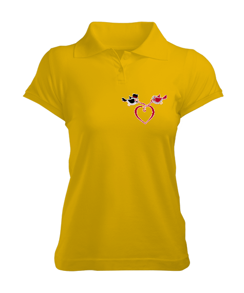 Tisho - kuş, aşk, sevgi Kadın Polo Yaka Tişört