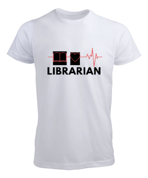 Tisho - Kütüphaneci Özel Tasarım Beyaz Erkek Tişört