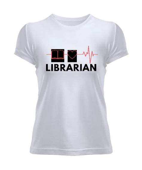 Tisho - Kütüphaneci Özel Tasarım Beyaz Kadın Tişört