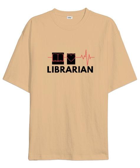 Tisho - Kütüphaneci Özel Tasarım Camel Oversize Unisex Tişört