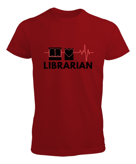 Tisho - Kütüphaneci Özel Tasarım Kırmızı Erkek Tişört