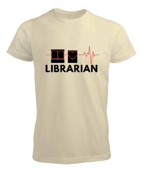 Tisho - Kütüphaneci Özel Tasarım Krem Erkek Tişört