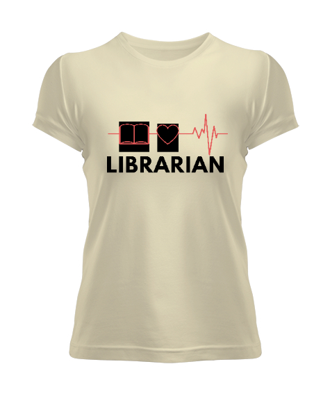 Tisho - Kütüphaneci Özel Tasarım Krem Kadın Tişört