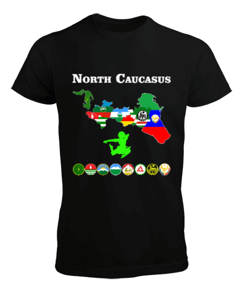 Kuzey Kafkasya ülkeleri haritası,Kuzey Kafkasya ülkelerinin bayrakları. Erkek Tişört