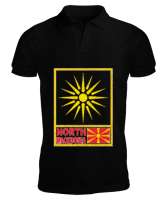 Kuzey Makedonya,Makedonya,Makedonya Bayrağı,Makedonya logosu,Macedonia flag. Siyah Erkek Kısa Kol Polo Yaka - Tisho