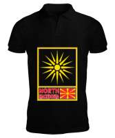 Kuzey Makedonya,Makedonya,Makedonya Bayrağı,Makedonya logosu,Macedonia flag. Siyah Erkek Kısa Kol Polo Yaka - Tisho