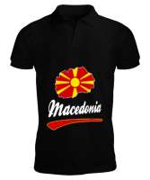 Kuzey Makedonya,Makedonya,Makedonya Bayrağı,Makedonya logosu,Macedonia flag. Siyah Erkek Kısa Kol Polo Yaka - Tisho