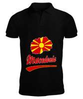 Kuzey Makedonya,Makedonya,Makedonya Bayrağı,Makedonya logosu,Macedonia flag. Siyah Erkek Kısa Kol Polo Yaka - Tisho