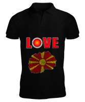 Kuzey Makedonya,Makedonya,Makedonya Bayrağı,Makedonya logosu,Macedonia flag. Siyah Erkek Kısa Kol Polo Yaka - Tisho