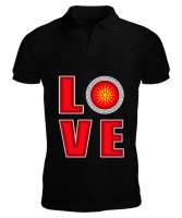 Kuzey Makedonya,Makedonya,Makedonya Bayrağı,Makedonya logosu,Macedonia flag. Siyah Erkek Kısa Kol Polo Yaka - Tisho