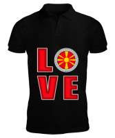 Kuzey Makedonya,Makedonya,Makedonya Bayrağı,Makedonya logosu,Macedonia flag. Siyah Erkek Kısa Kol Polo Yaka - Tisho