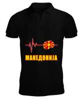 Kuzey Makedonya,Makedonya,Makedonya Bayrağı,Makedonya logosu,Macedonia flag. Siyah Erkek Kısa Kol Polo Yaka - Tisho