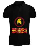 Kuzey Makedonya,Makedonya,Makedonya Bayrağı,Makedonya logosu,Macedonia flag. Siyah Erkek Kısa Kol Polo Yaka - Tisho