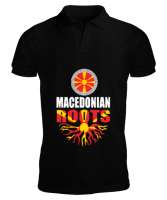 Kuzey Makedonya,Makedonya,Makedonya Bayrağı,Makedonya logosu,Macedonia flag. Siyah Erkek Kısa Kol Polo Yaka - Tisho