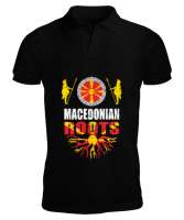 Kuzey Makedonya,Makedonya,Makedonya Bayrağı,Makedonya logosu,Macedonia flag. Siyah Erkek Kısa Kol Polo Yaka - Tisho