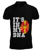 Kuzey Makedonya,Makedonya,Makedonya Bayrağı,Makedonya logosu,Macedonia flag. Siyah Erkek Kısa Kol Polo Yaka - Tisho