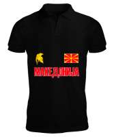 Kuzey Makedonya,Makedonya,Makedonya Bayrağı,Makedonya logosu,Macedonia flag. Siyah Erkek Kısa Kol Polo Yaka - Tisho