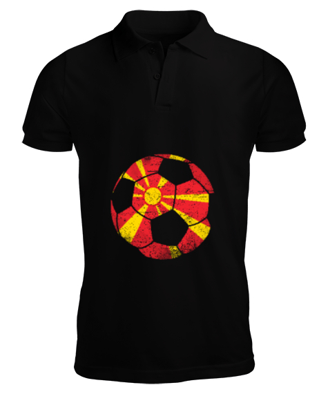 Kuzey Makedonya,Makedonya,Makedonya Bayrağı,Makedonya logosu,Macedonia flag. Siyah Erkek Kısa Kol Polo Yaka - Tisho