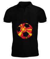 Kuzey Makedonya,Makedonya,Makedonya Bayrağı,Makedonya logosu,Macedonia flag. Siyah Erkek Kısa Kol Polo Yaka - Tisho