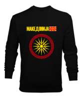Kuzey Makedonya,Makedonya,Makedonya Bayrağı,Makedonya logosu,Macedonia flag. Siyah Erkek Sweatshirt - Tisho