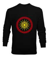 Kuzey Makedonya,Makedonya,Makedonya Bayrağı,Makedonya logosu,Macedonia flag. Siyah Erkek Sweatshirt - Tisho