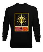 Kuzey Makedonya,Makedonya,Makedonya Bayrağı,Makedonya logosu,Macedonia flag. Siyah Erkek Sweatshirt - Tisho