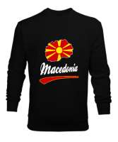 Kuzey Makedonya,Makedonya,Makedonya Bayrağı,Makedonya logosu,Macedonia flag. Siyah Erkek Sweatshirt - Tisho