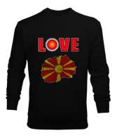 Kuzey Makedonya,Makedonya,Makedonya Bayrağı,Makedonya logosu,Macedonia flag. Siyah Erkek Sweatshirt - Tisho